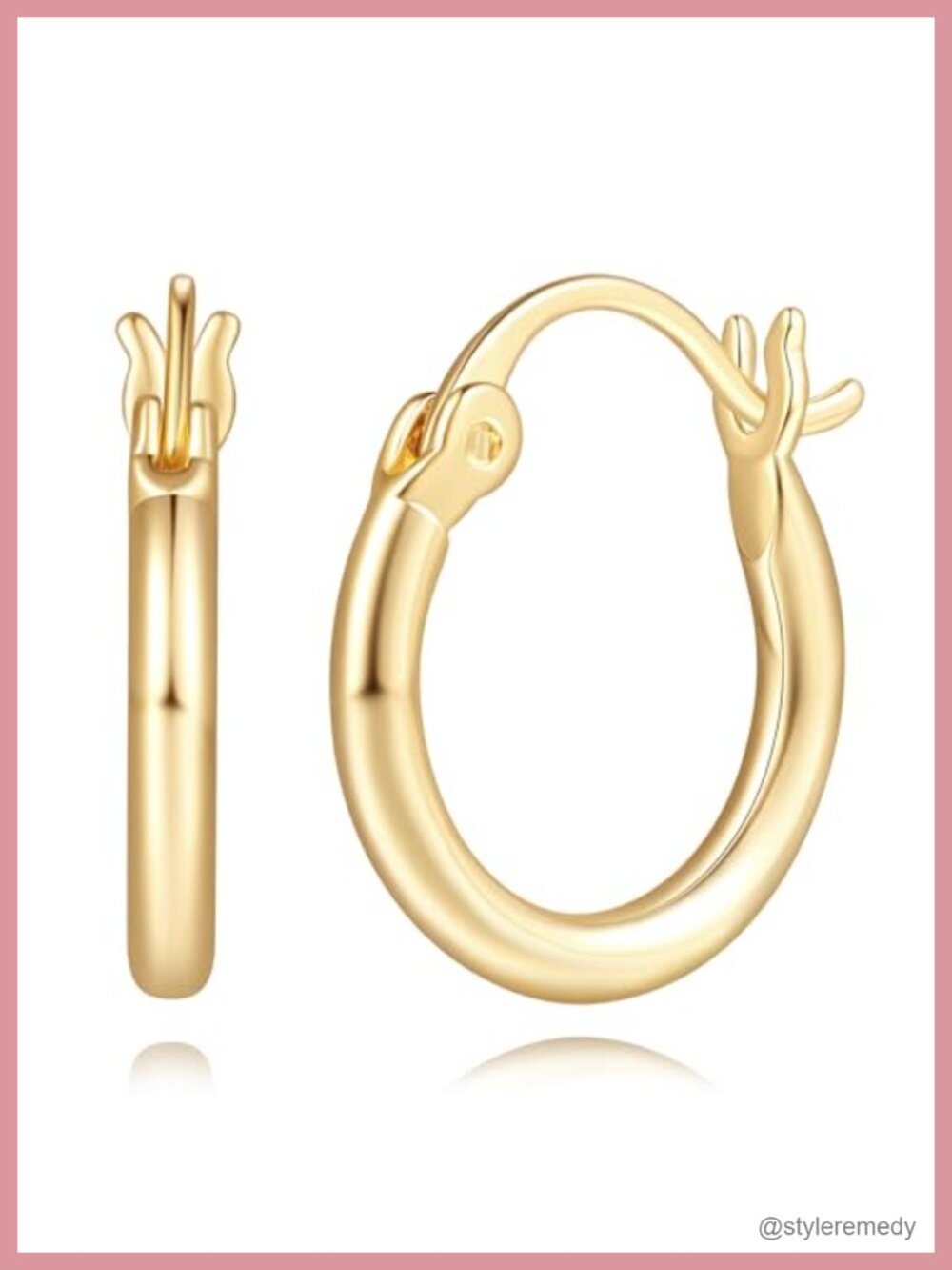 14K Gold Plated Hoop Earrings for Women Hinged Hoop